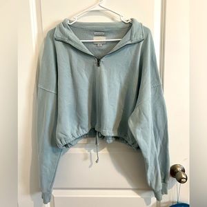 American Eagle teal blue cropped sweatshirt